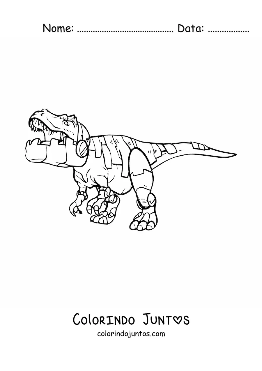 Desenho para colorir de tiranossauro rex robô