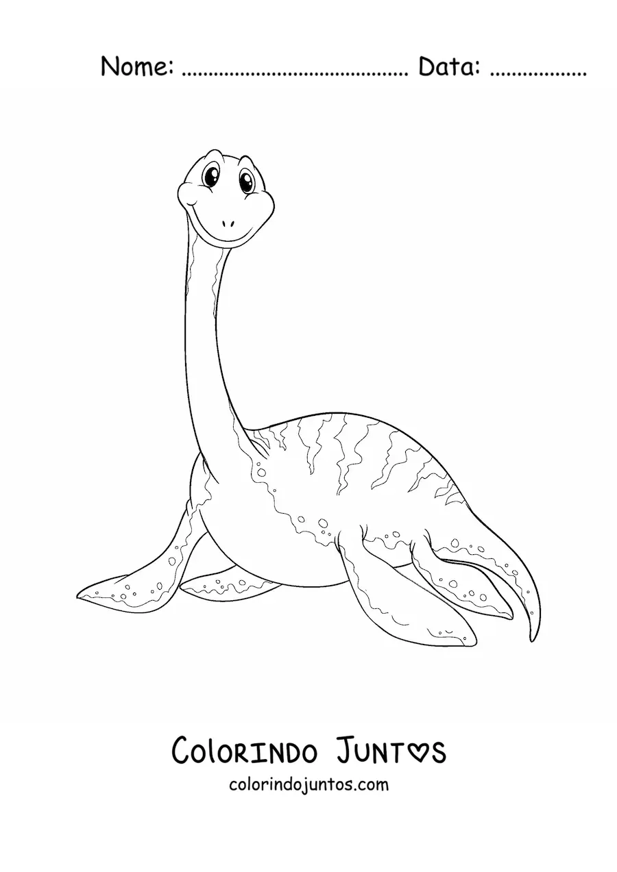 Desenho para colorir de dinossauro marinho animado