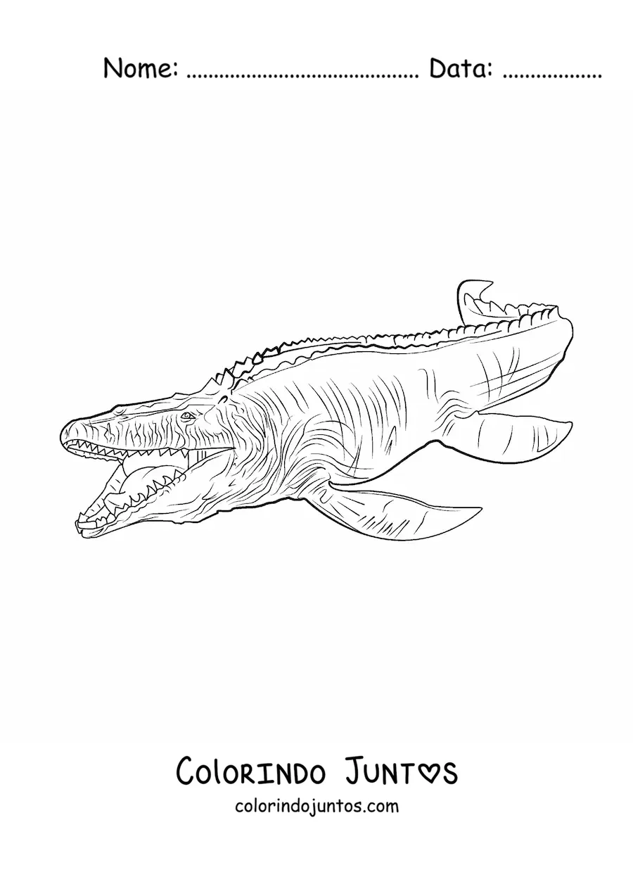 Desenho para colorir de dinossauro aquático realista
