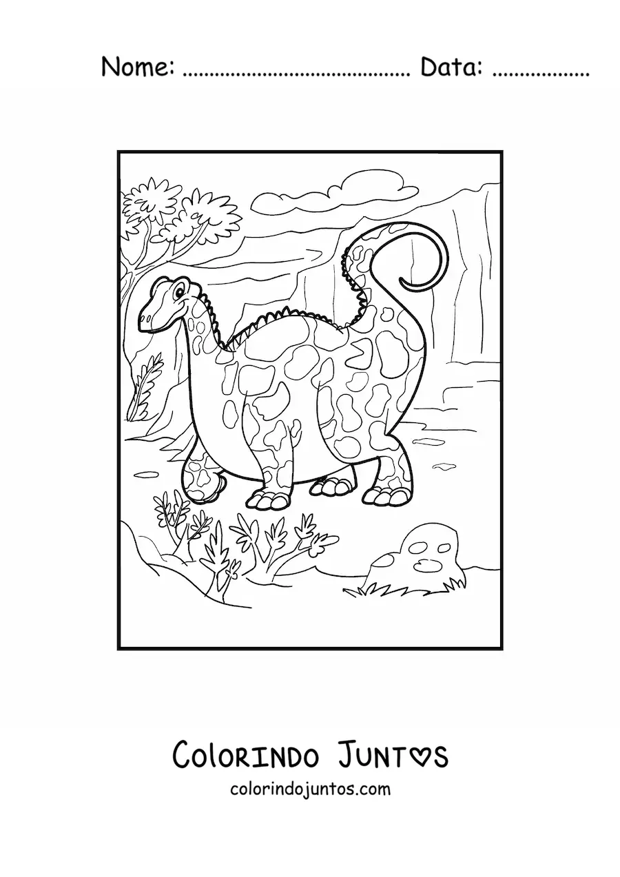 Desenho para colorir de dinossauro terrestre gigante