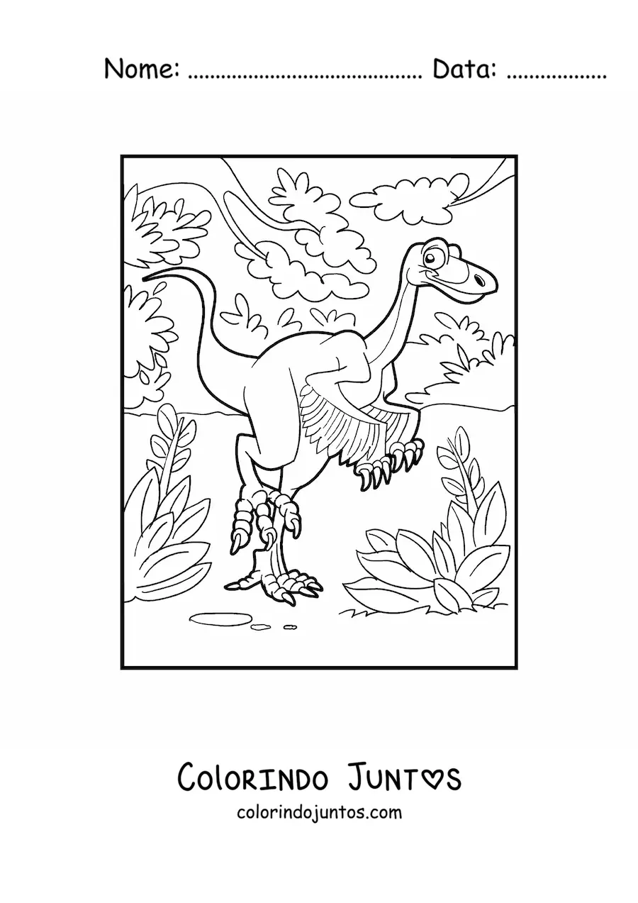 Desenho para colorir de dinossauro terrestre com asas
