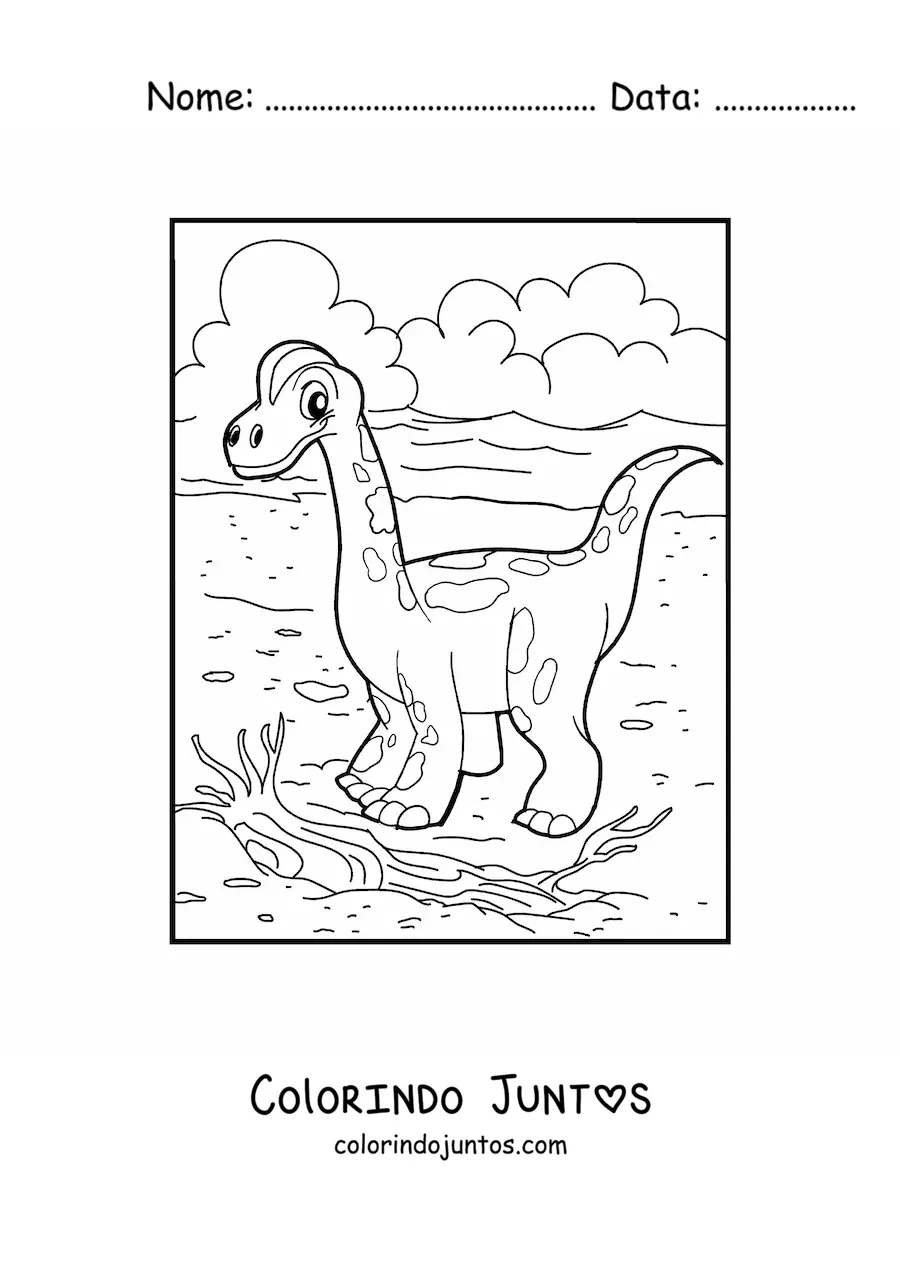 Desenho para colorir de dinossauro terrestre bebê bonito