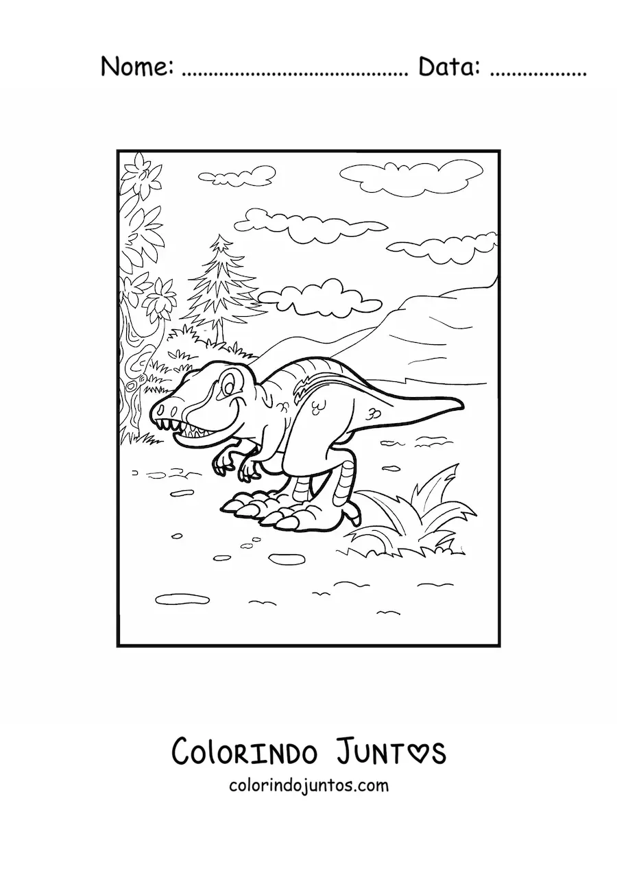 Desenho para colorir de dinossauro terrestre com patas grandes