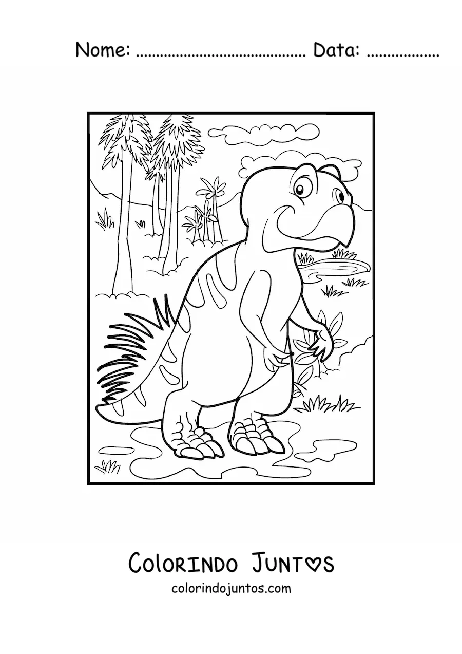 Desenho para colorir de dinossauro terrestre grande animado