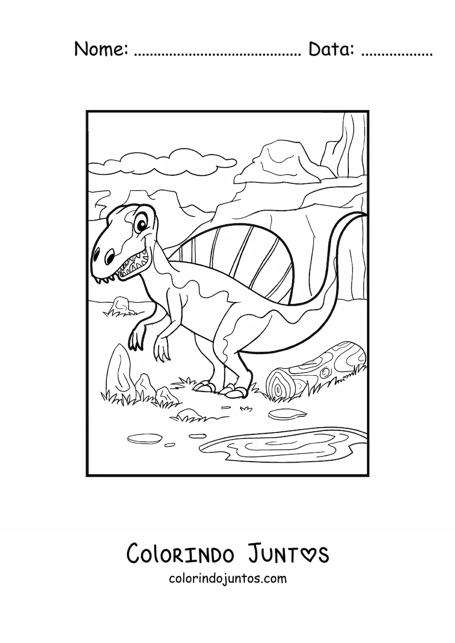 Desenho para colorir de dinossauro terrestre carnívoro em tamanho real