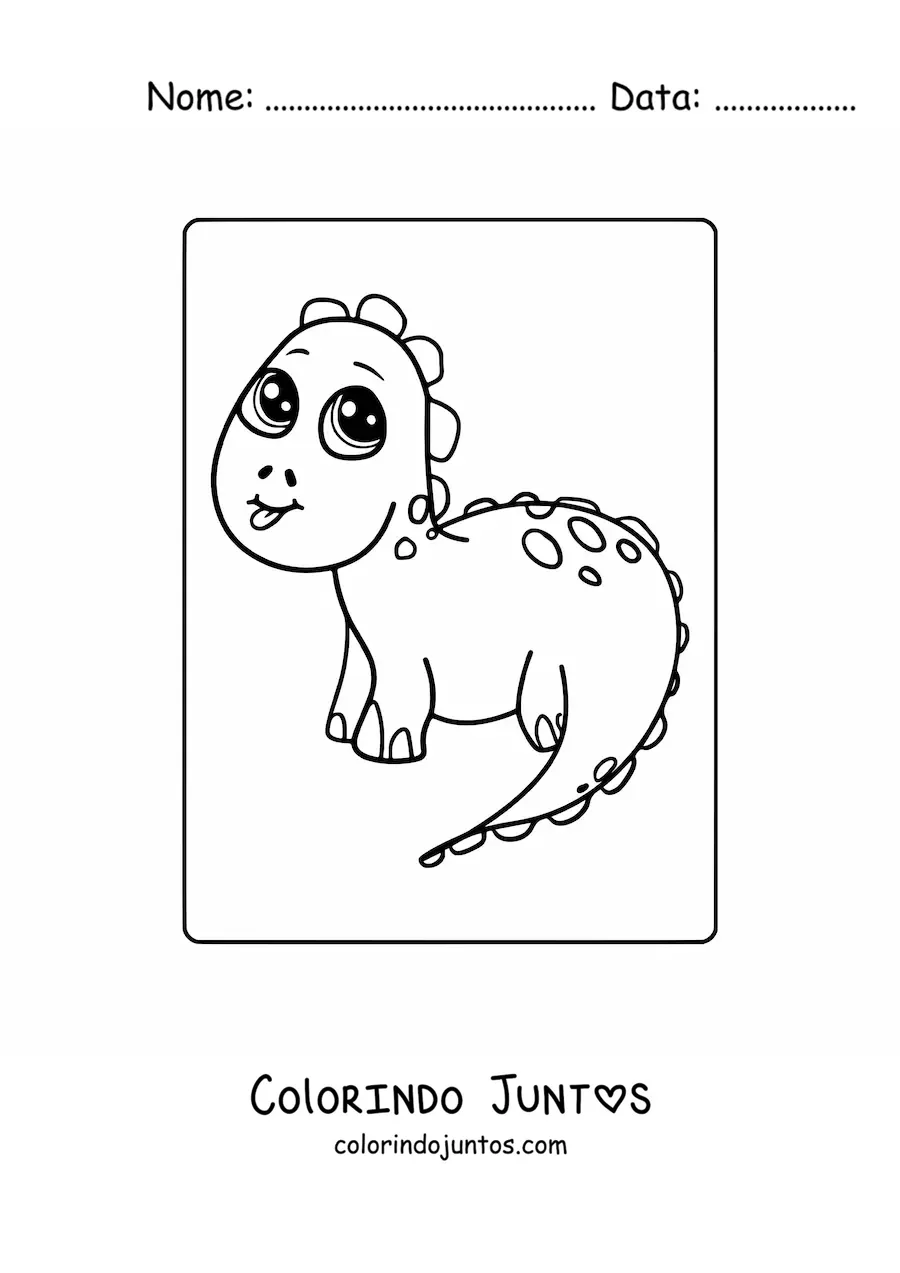 Desenho para colorir de dinossauro bebê kawaii fácil