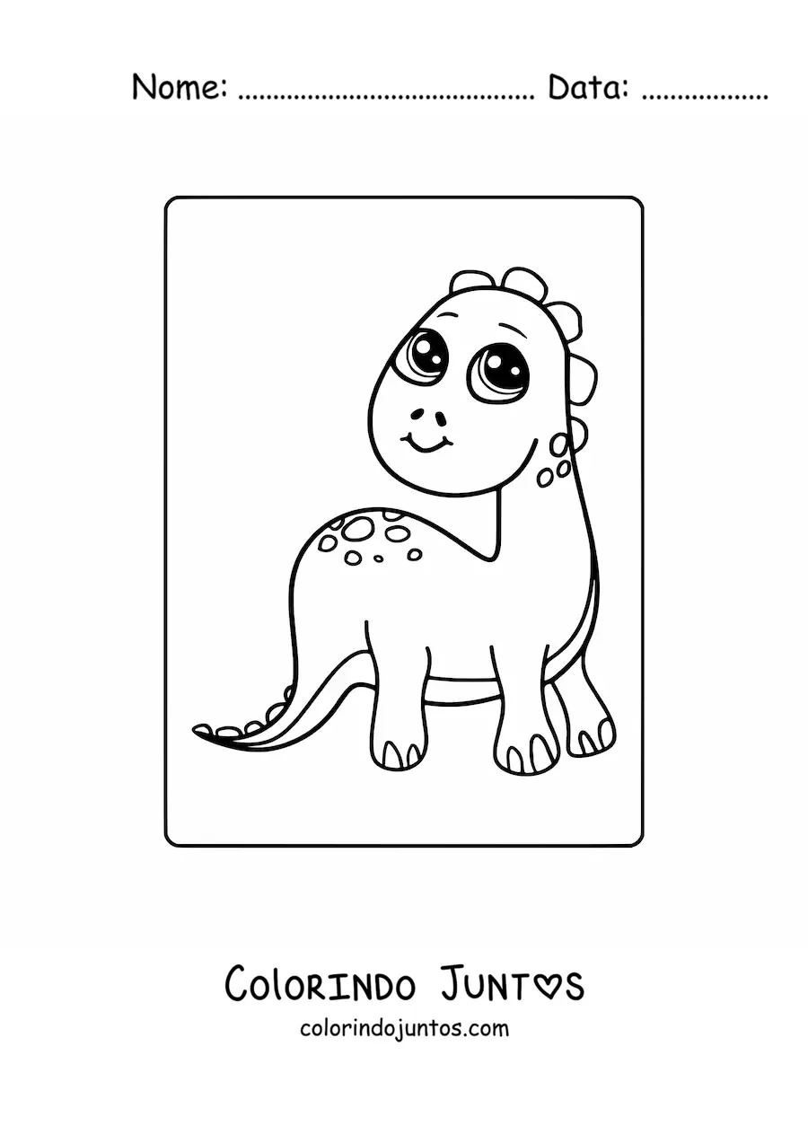 Desenho para colorir de dinossauro bebê kawaii fácil grande
