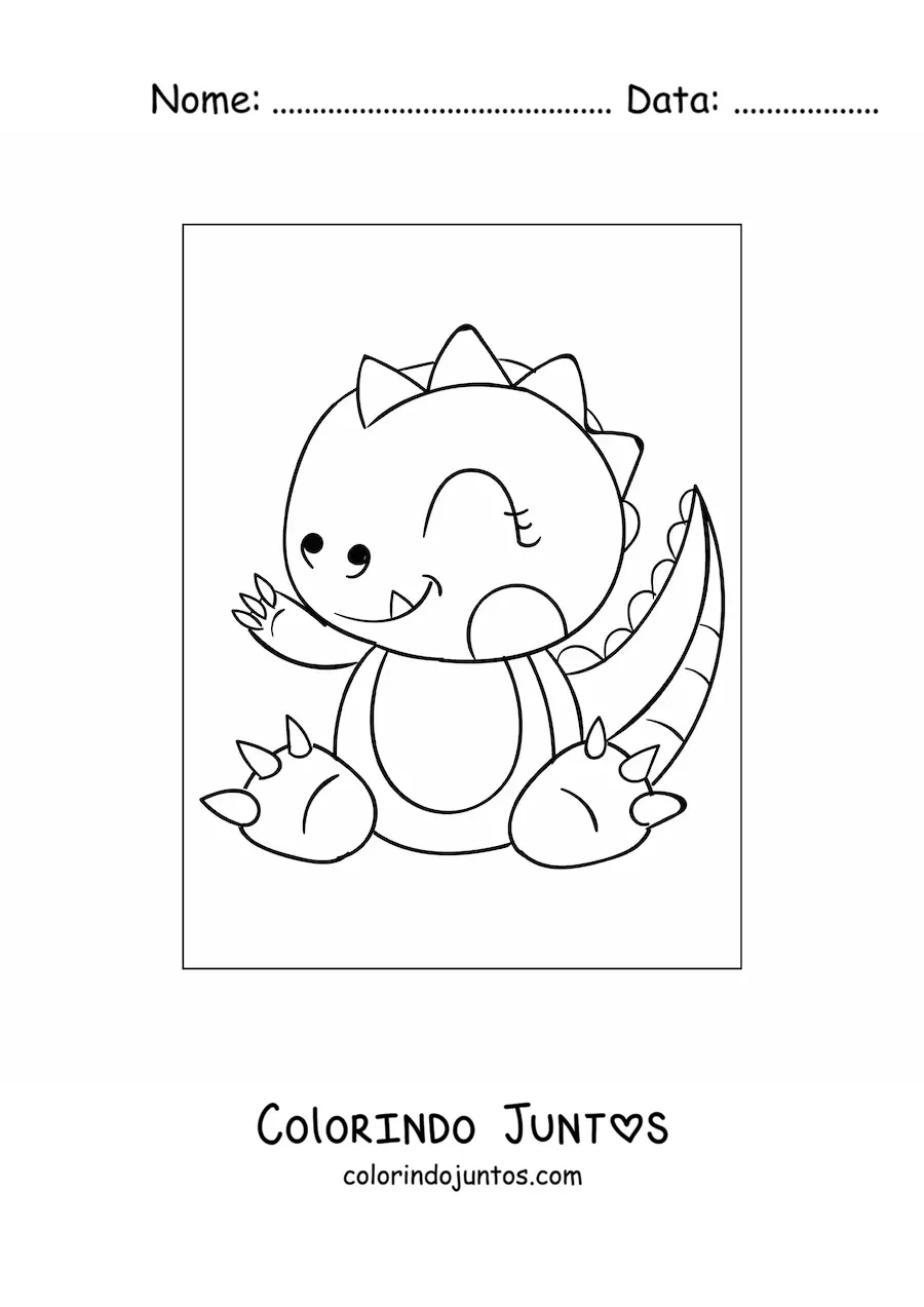 Desenho para colorir de dinossauro bebê fofo sentado