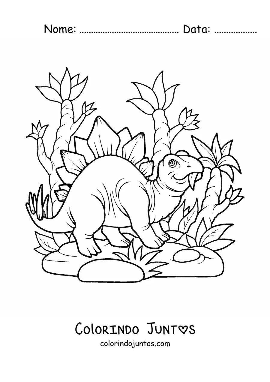 Desenho para colorir de estegossauro herbívoro animado