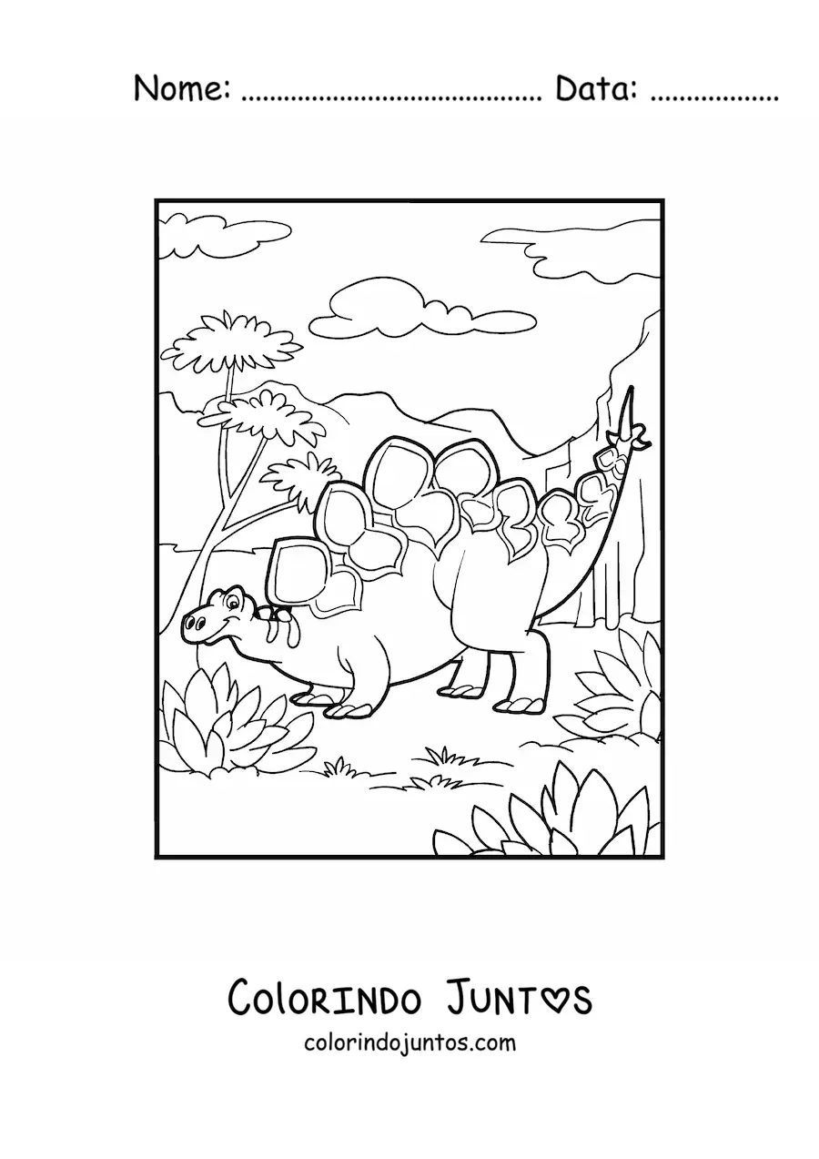 Desenho para colorir de dinossauro herbívoro do jurássico