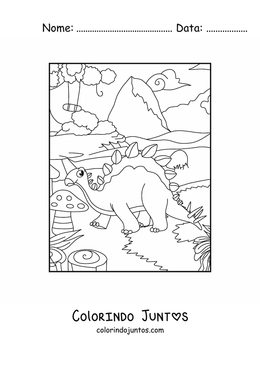 Desenho para colorir de dinossauro herbívoro grande animado