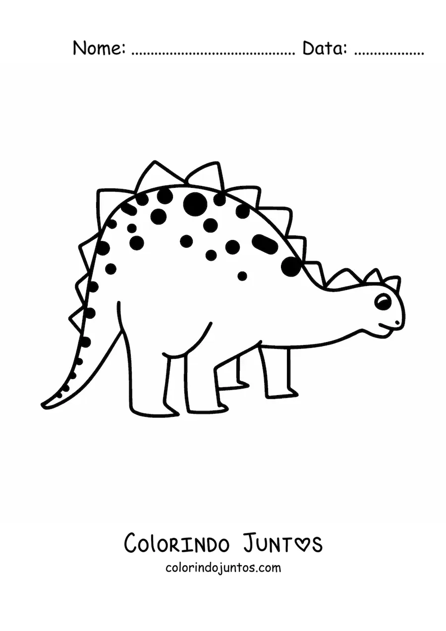 Desenho para colorir de dinossauro herbívoro grande e simples
