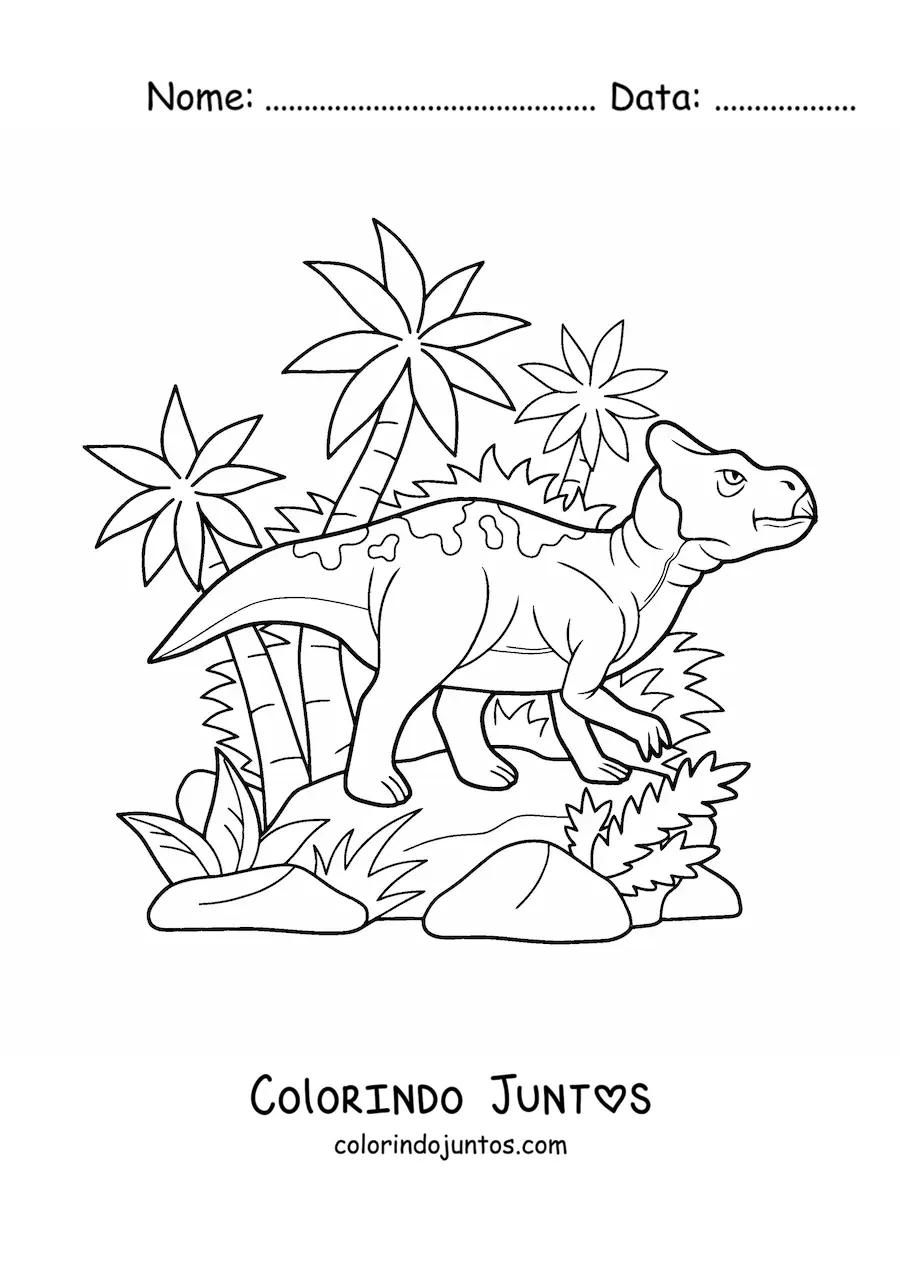 Desenho para colorir de leptoceratops herbívoro animado