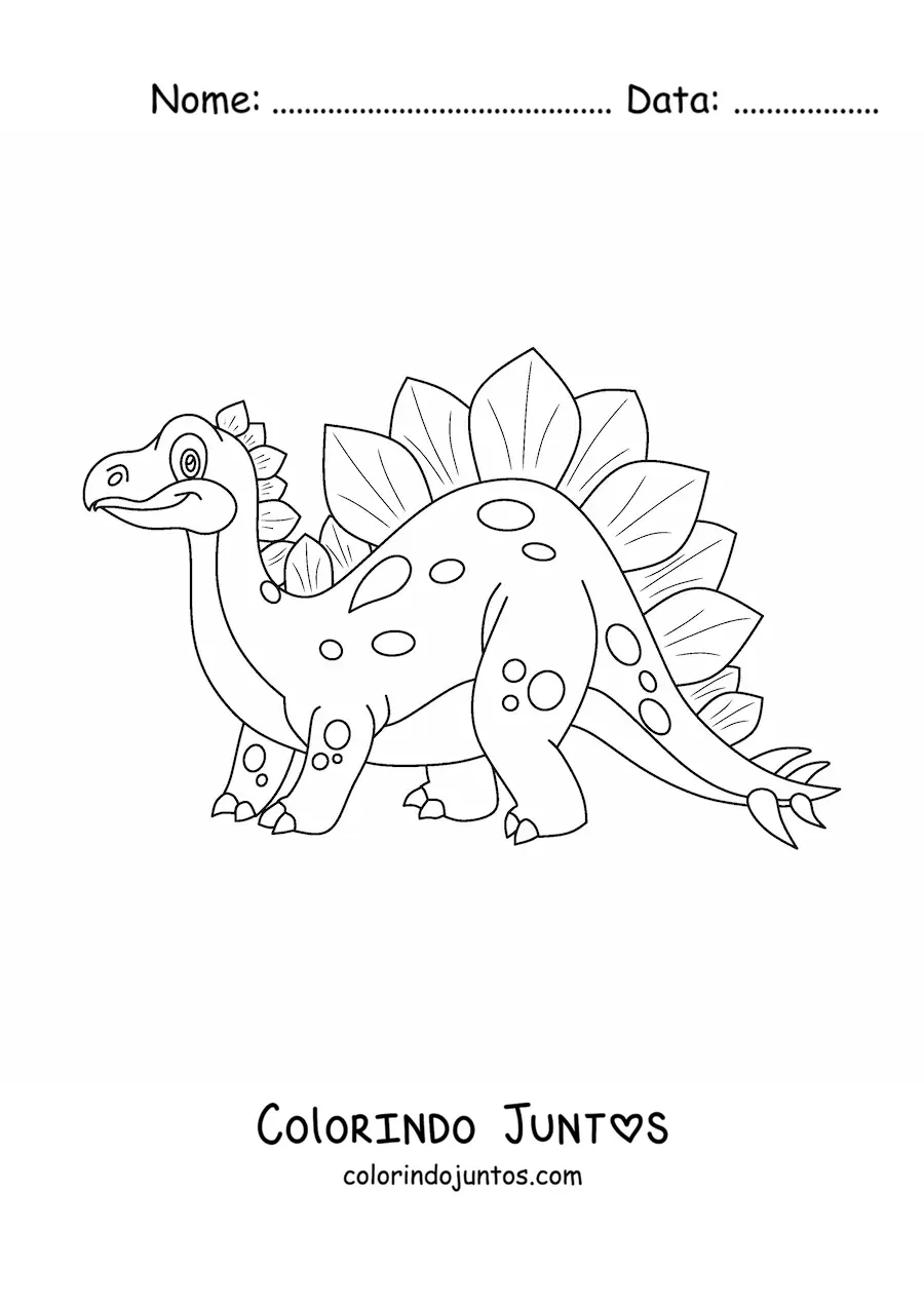 Desenho para colorir de estegossauro animado