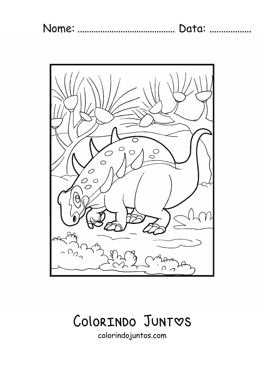 Desenho para colorir de sauropelta herbívoro animado