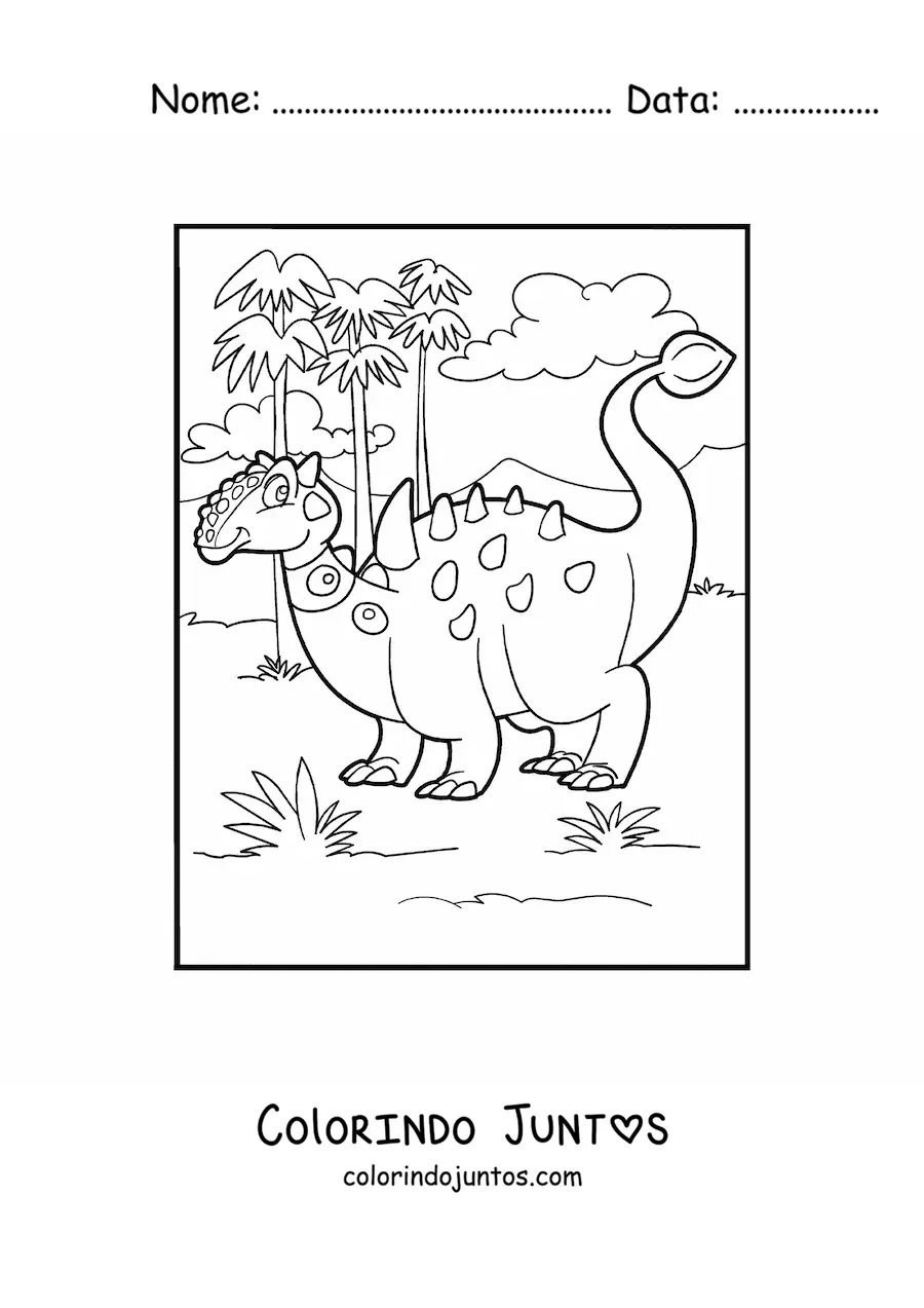 Desenho para colorir de euoplocephalus herbívoro animado