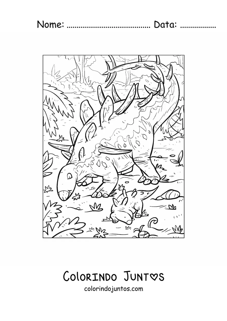 Desenho para colorir de kentrossauro herbívoro animado