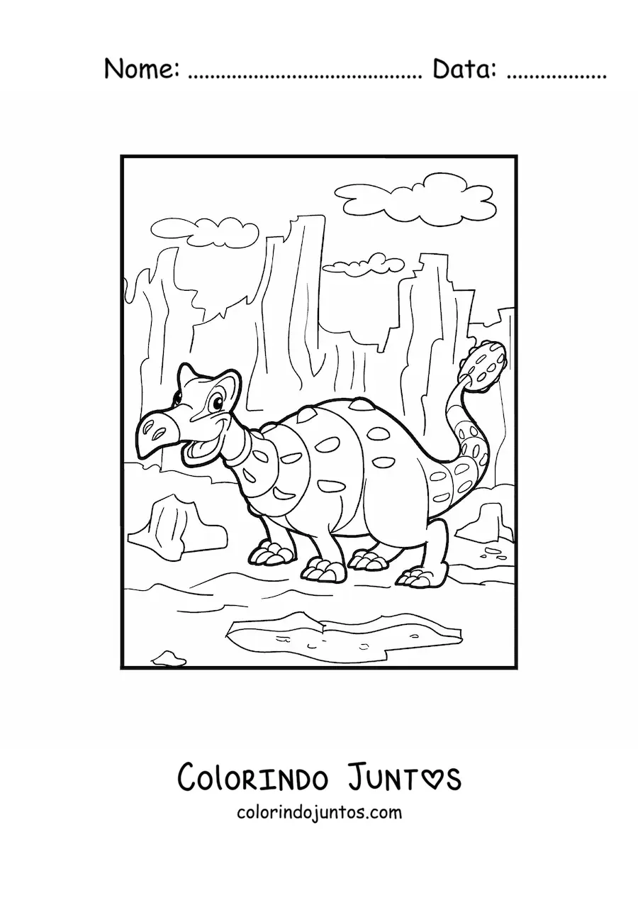 Desenho para colorir de anquilossauro herbívoro animado