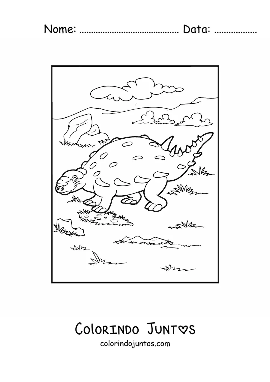Desenho para colorir de dinossauro gastonia herbívoro animado