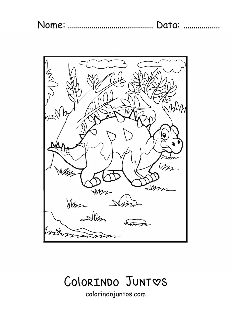 Desenho para colorir de dinossauro polacanthus herbívoro animado