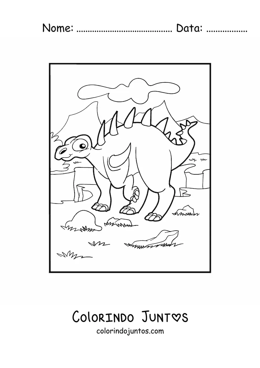 Desenho para colorir de dinossauro paranthodon herbívoro animado