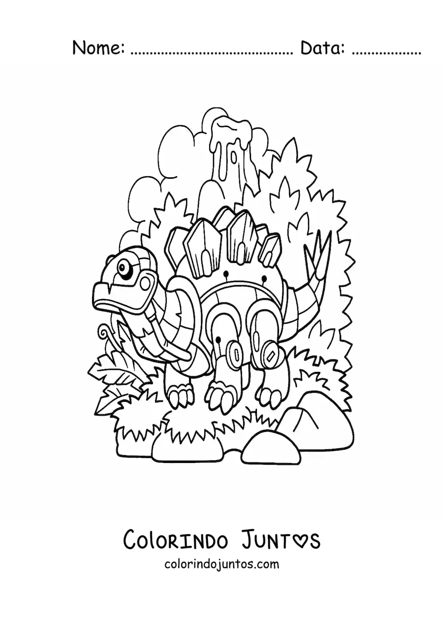 Desenho para colorir de dinossauro herbívoro robô