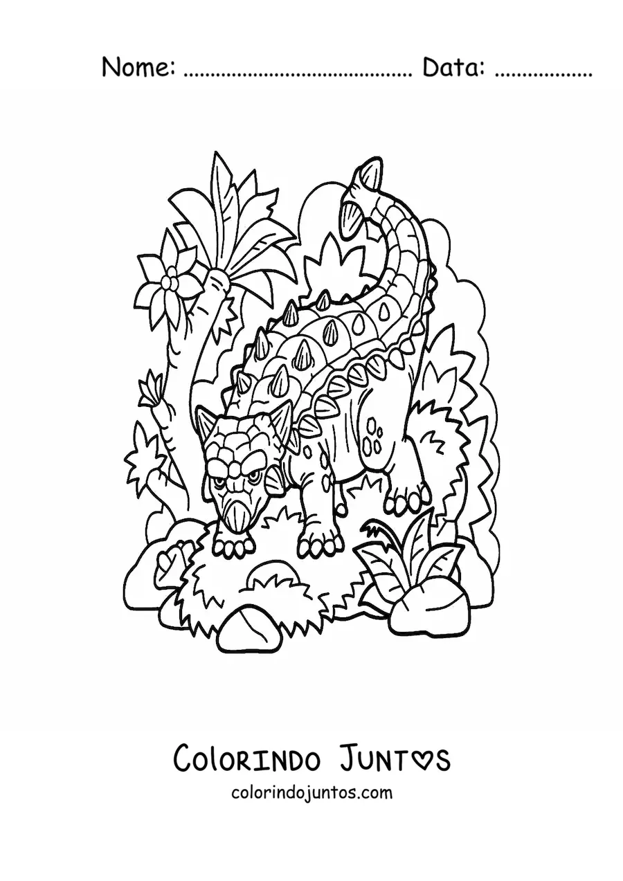 Desenho para colorir de dinossauro herbívoro perigoso
