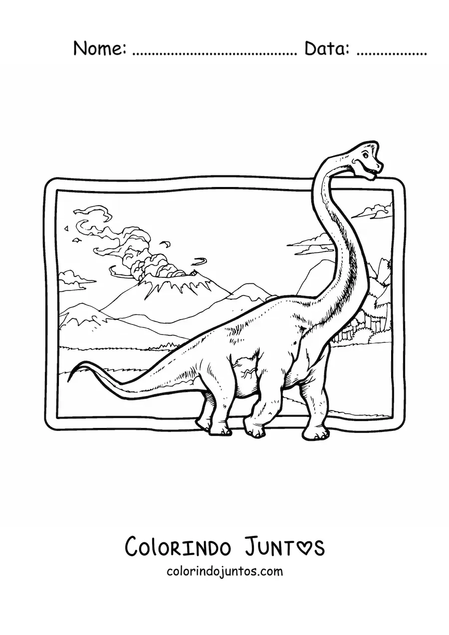 Desenho para colorir de dinossauro brachiosaurus realista