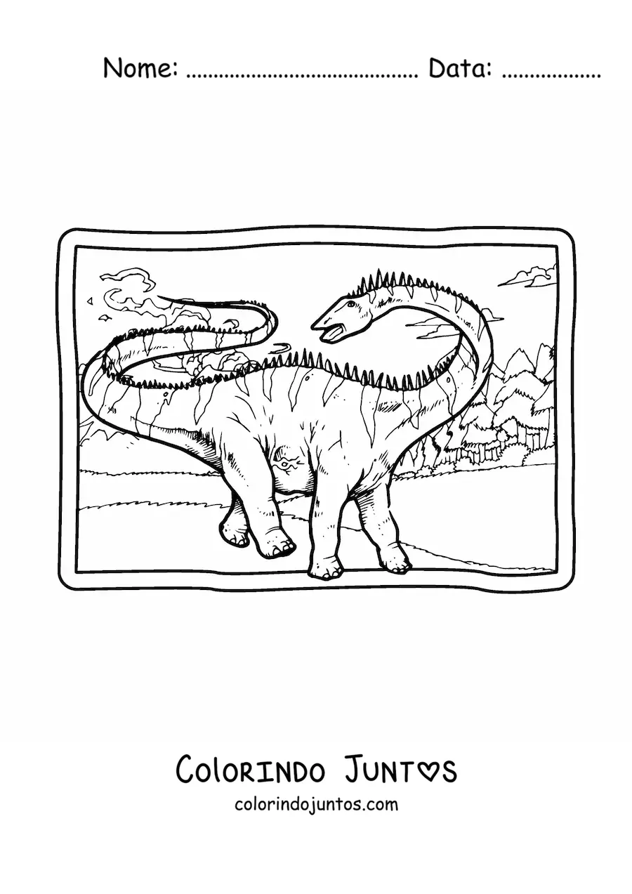 Desenho para colorir de dinossauro diplodocus realista
