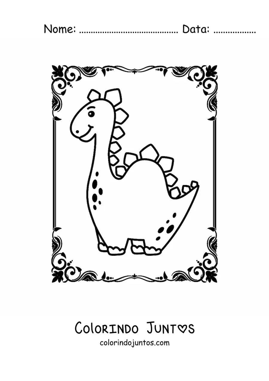 Desenho para colorir de dinossauro de pescoço comprido fofo