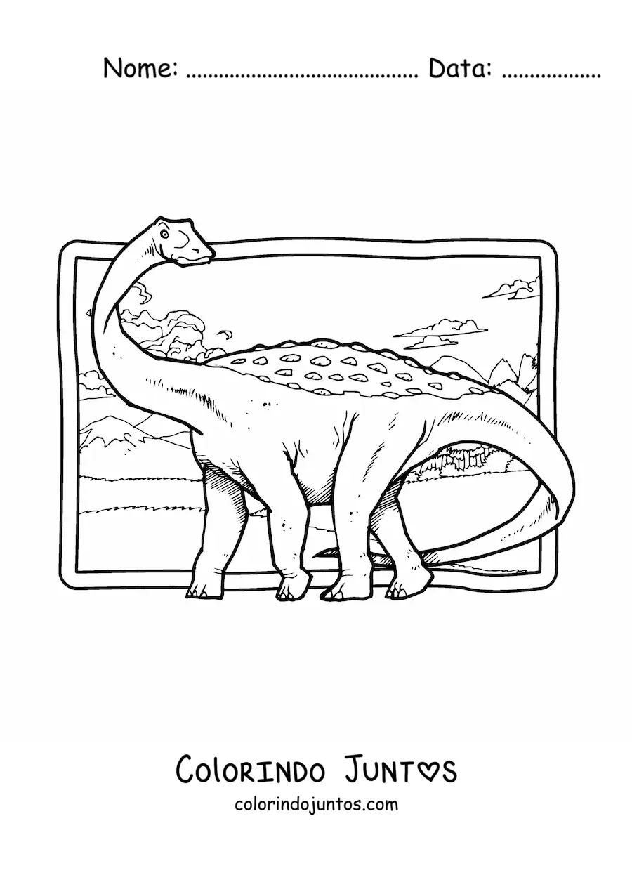 Desenho para colorir de dinossauro de pescoço comprido realista