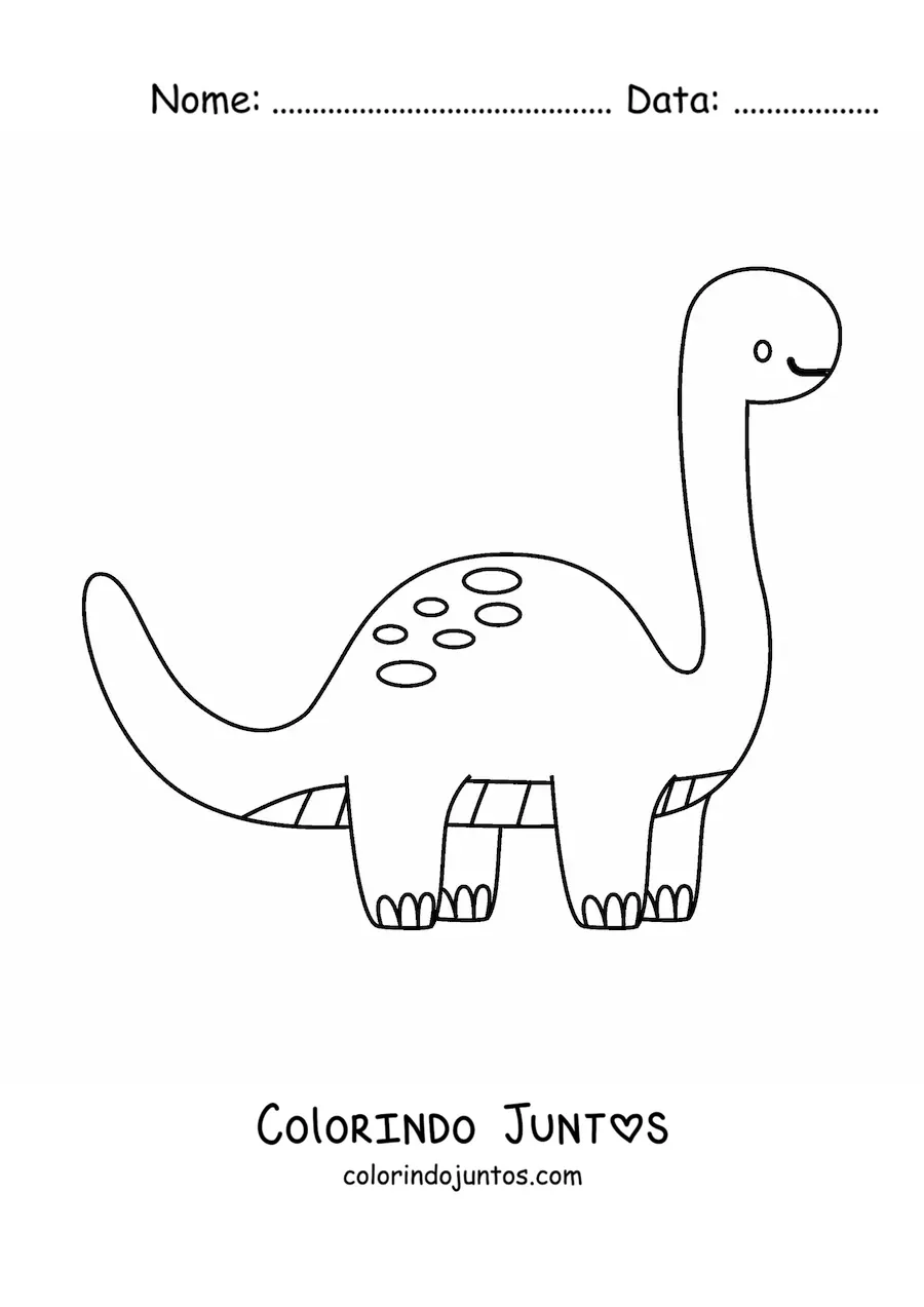 Desenho para colorir de dinossauro de pescoço comprido animado