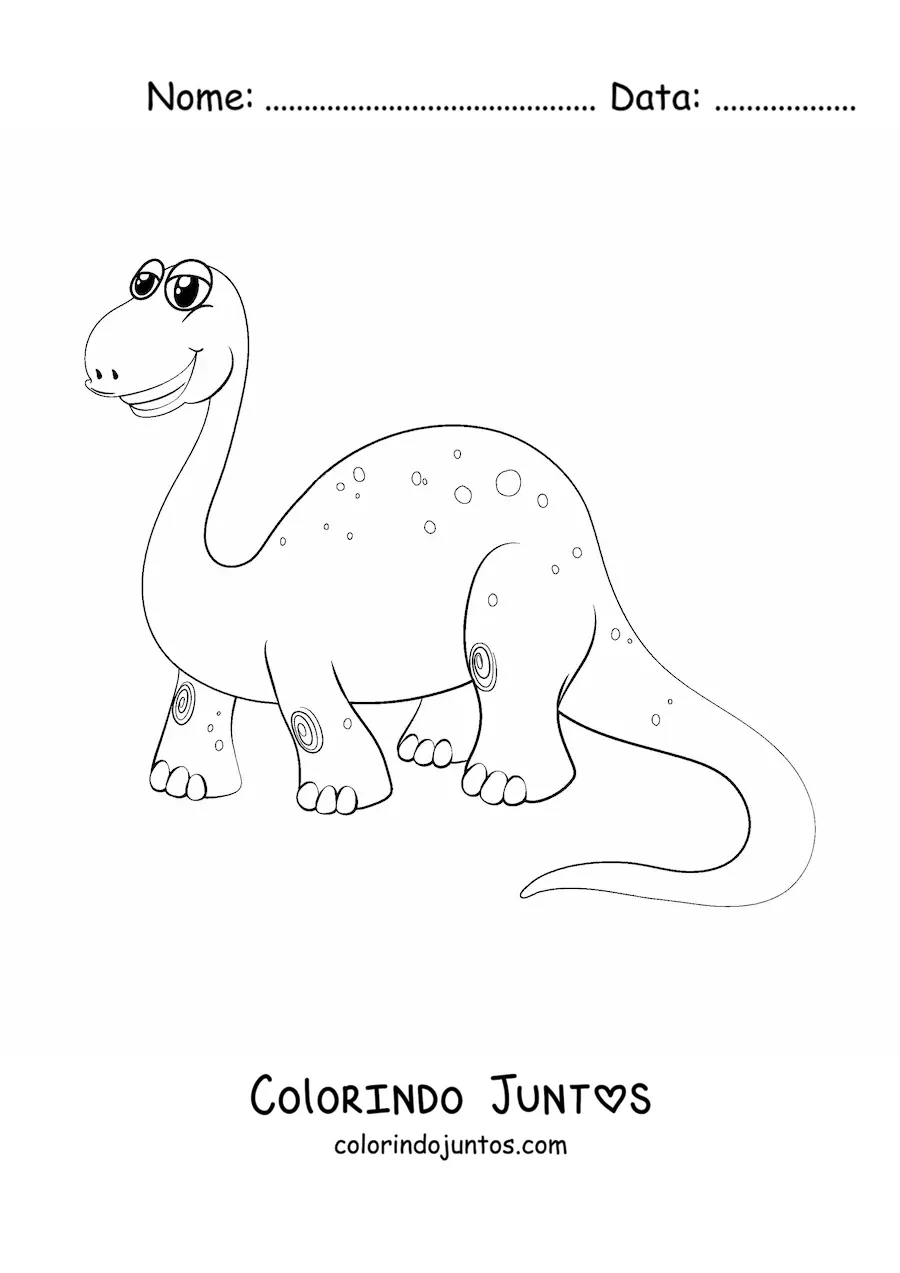 Desenho para colorir de desenho de um dinossauro de pescoço comprido