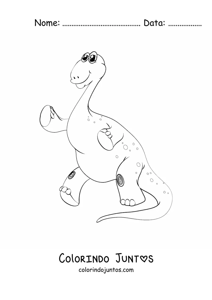 Desenho para colorir de dinossauro de pescoço comprido em duas patas