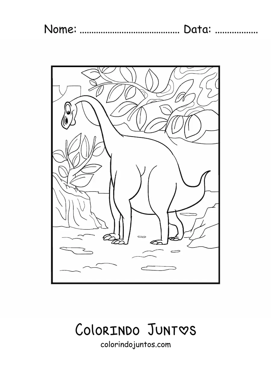 Desenho para colorir de dinossauro de pescoço comprido gigante