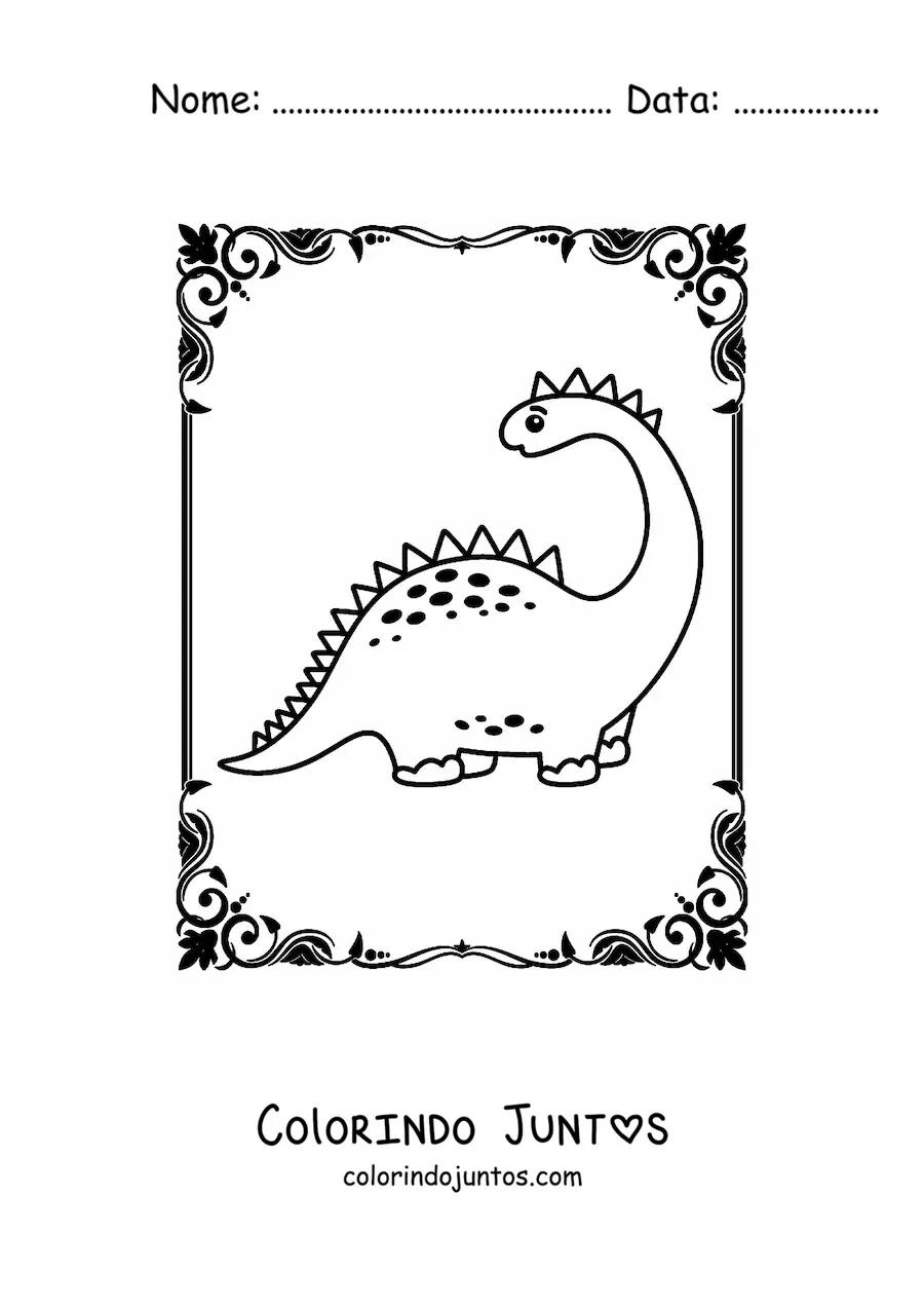 Desenho para colorir de dinossauro de pescoço comprido bonito animado