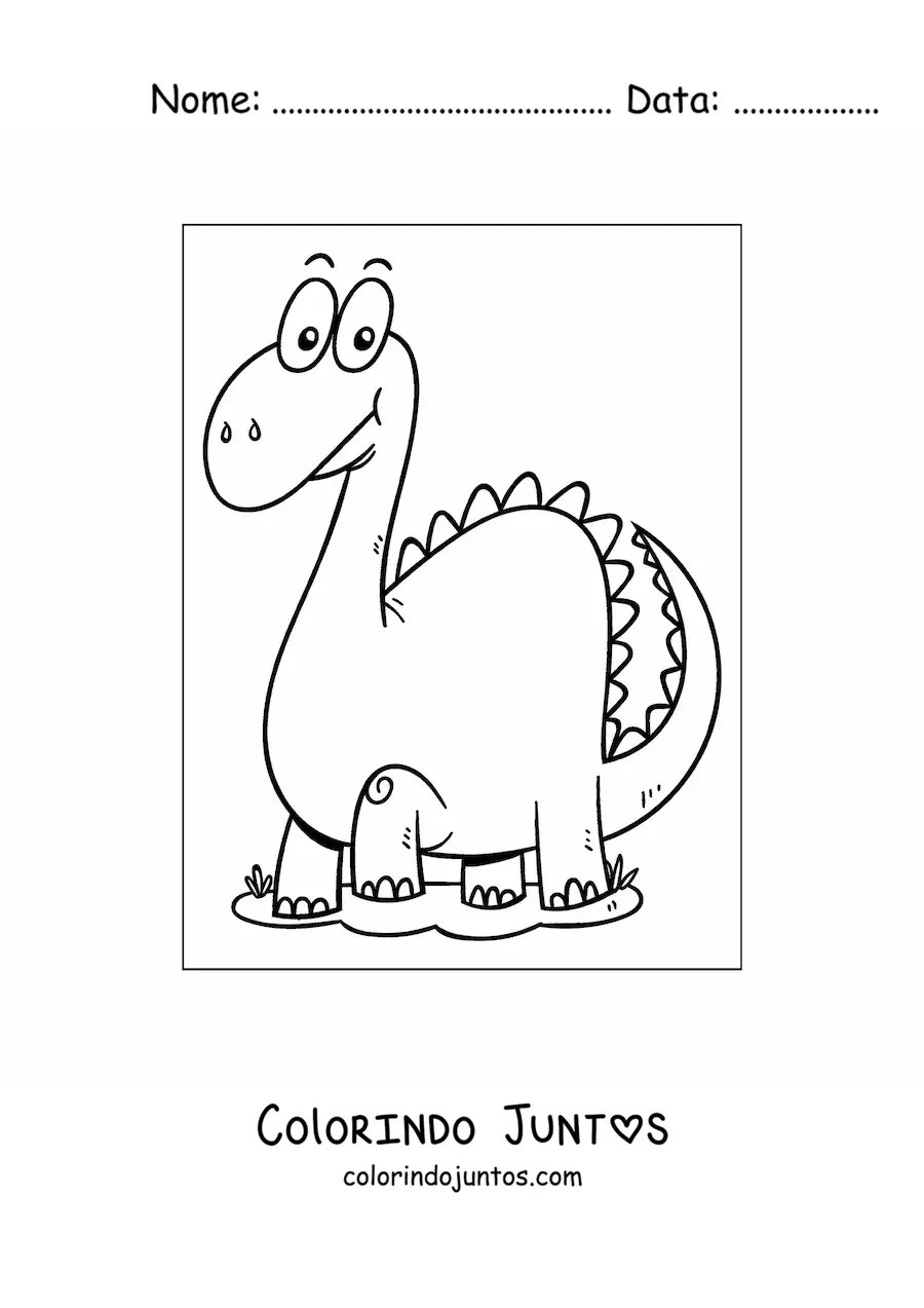 Desenho para colorir de dinossauro de pescoço comprido grande em desenho
