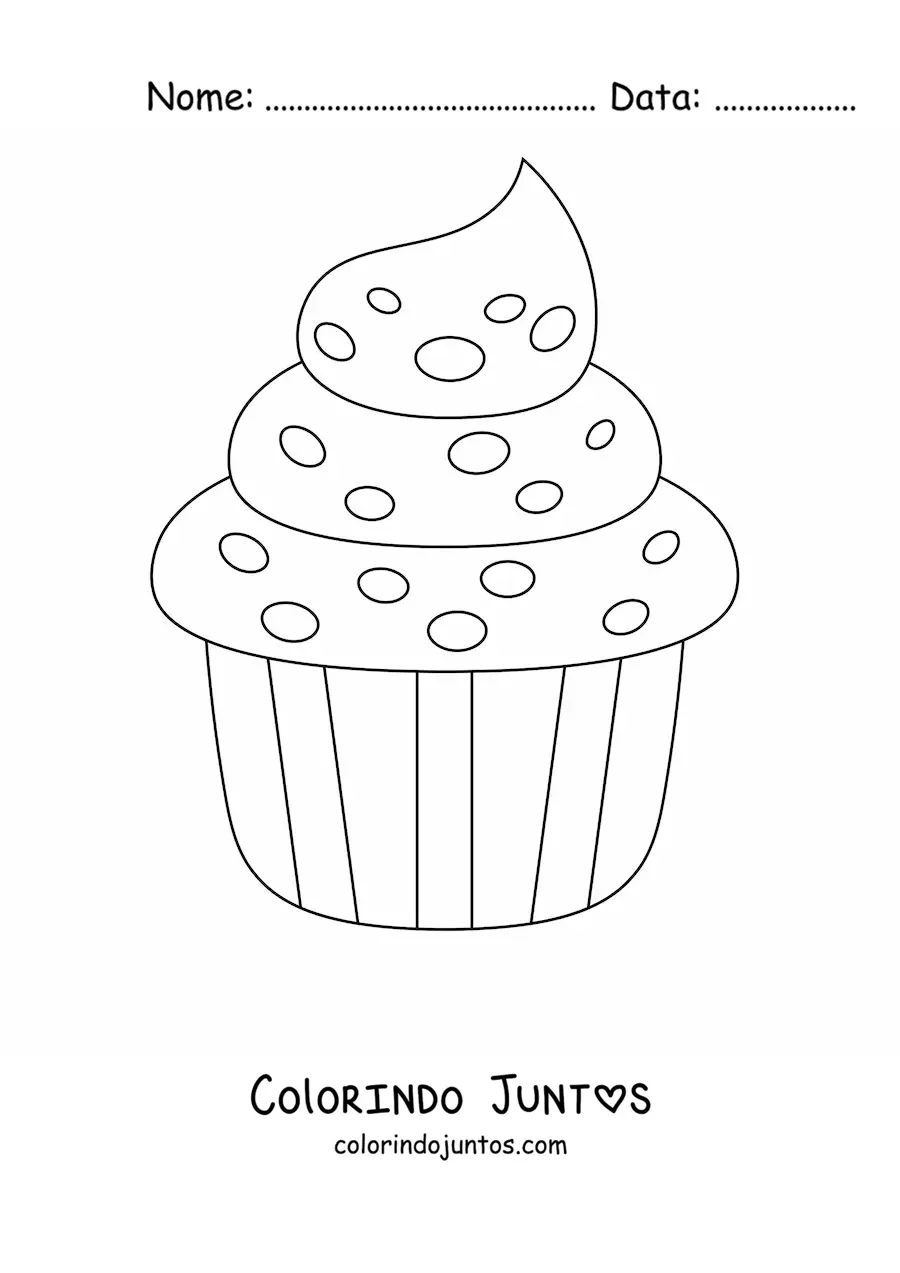 Desenho para colorir de um cupcake com glace