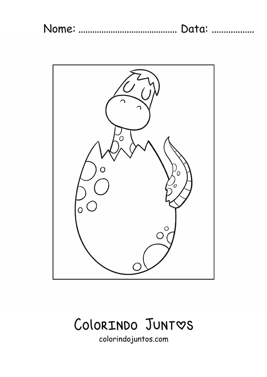 Desenho para colorir de dinossauro bebê saindo do ovo
