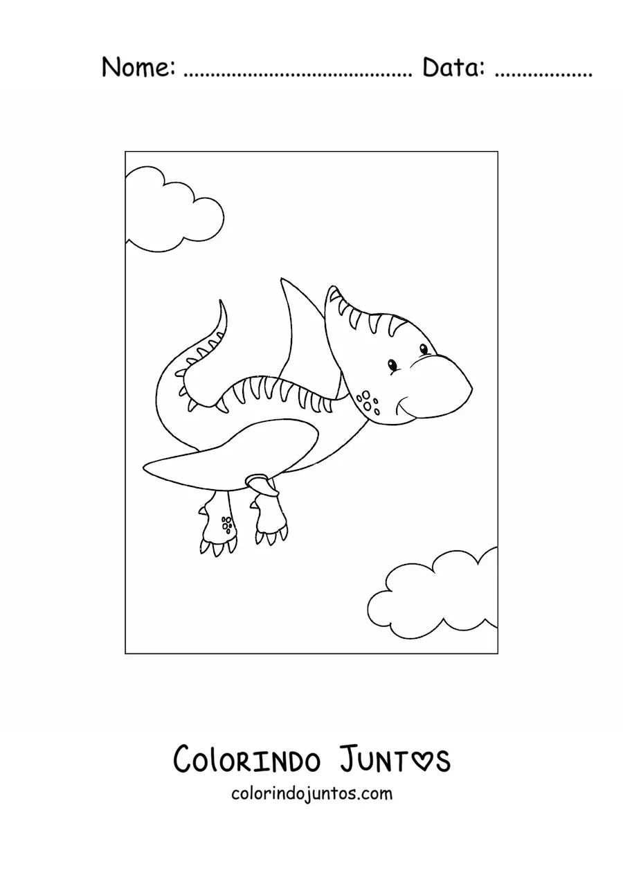 Desenho para colorir de dinossauro voador bebê fofo