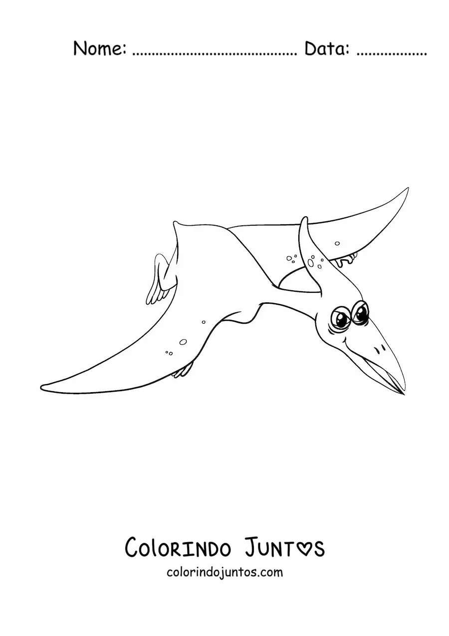 Desenho para colorir de dinossauro voador animado