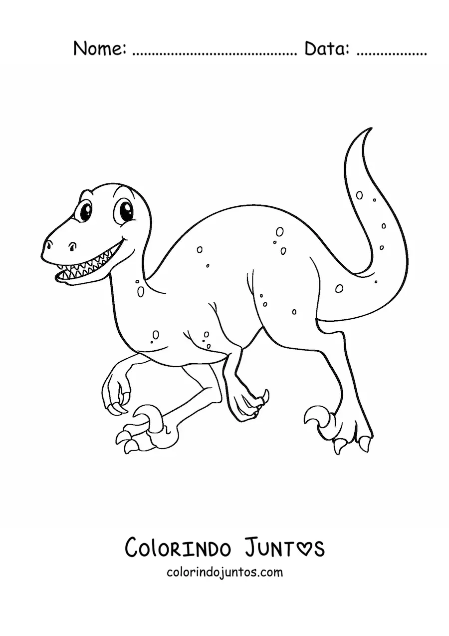 Desenho para colorir de velociraptor animado
