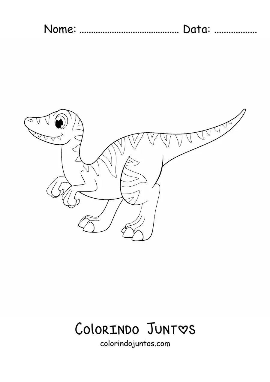Desenho para colorir de velociraptor fofo