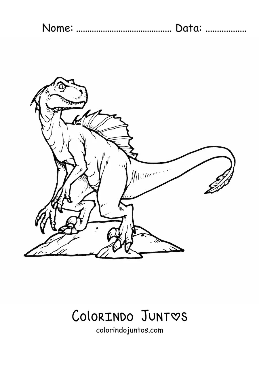 Desenho para colorir de velociraptor assustador