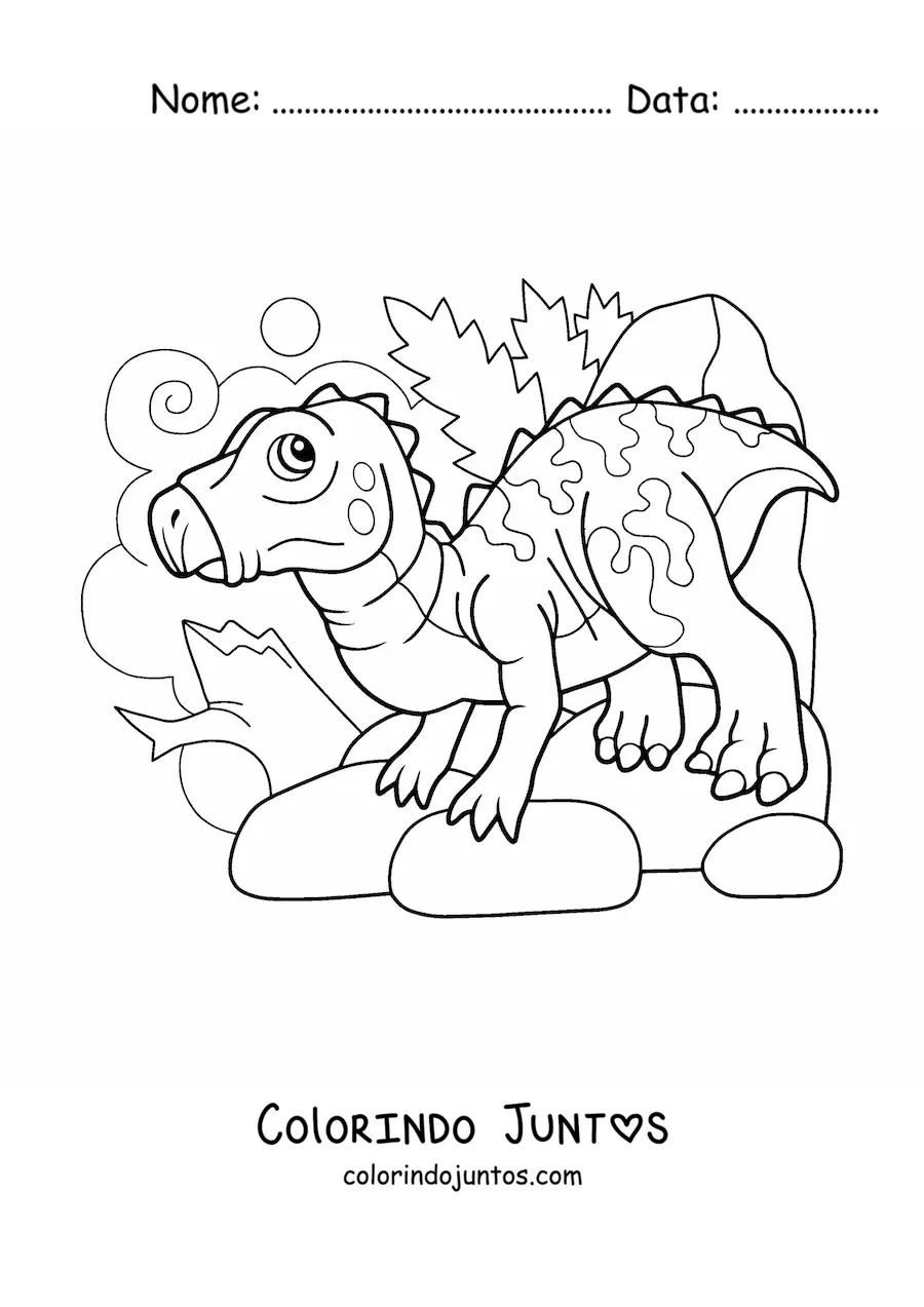 Desenho para colorir de dinossauro carnívoro bípede bebê