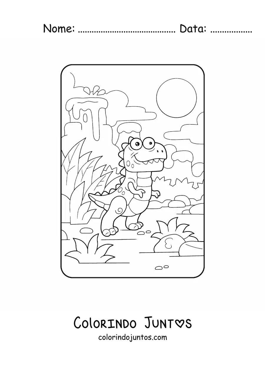 Desenho para colorir de dinossauro carnívoro bebê animado