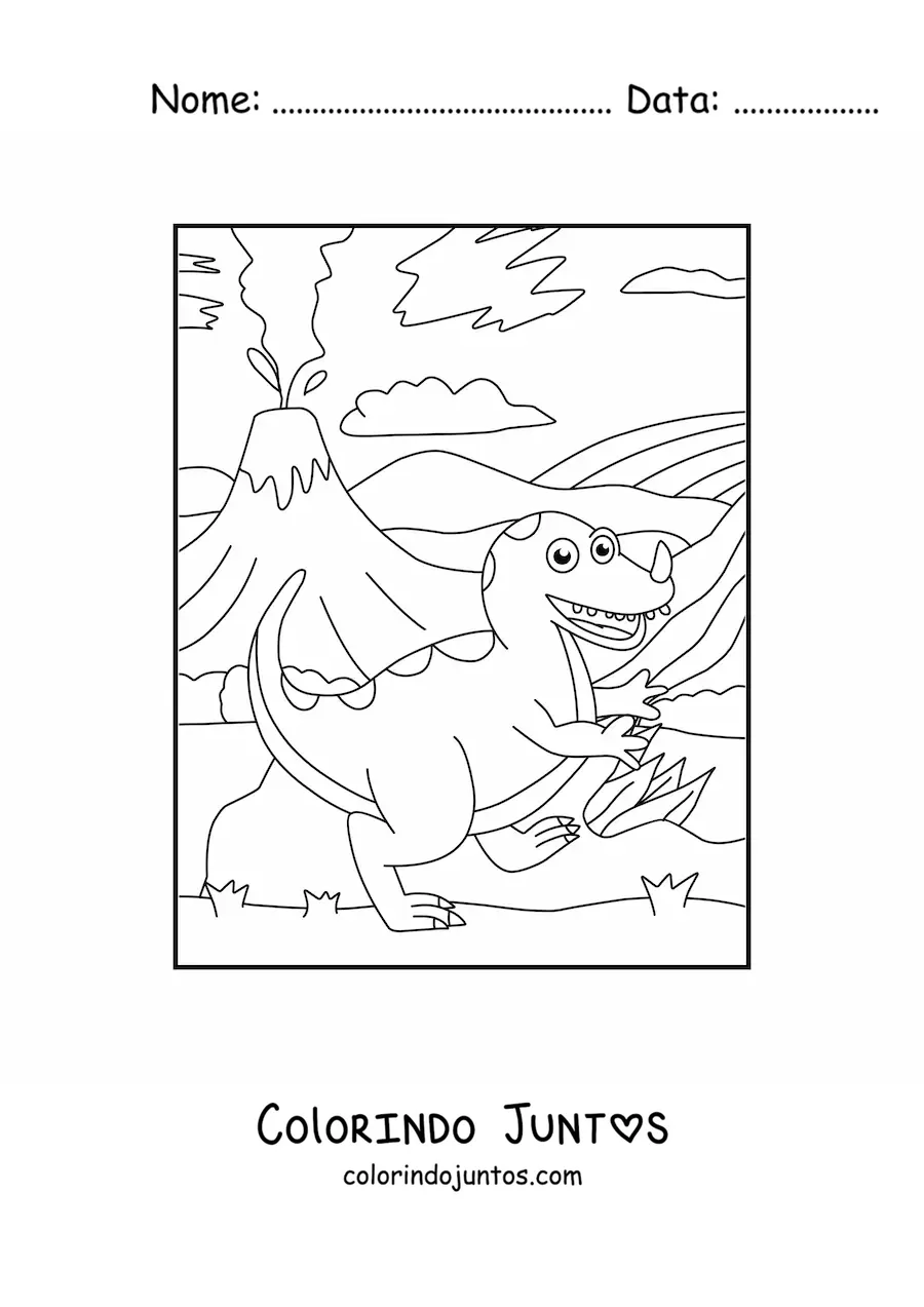 Desenho para colorir de dinossauro carnívoro terrestre animado