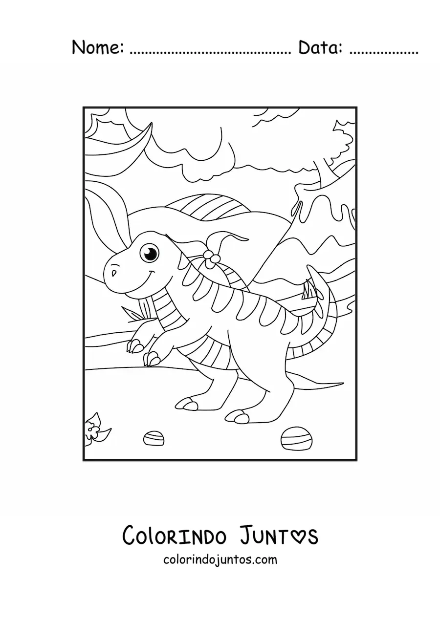 Desenho para colorir de dinossauro carnívoro bípede fofo