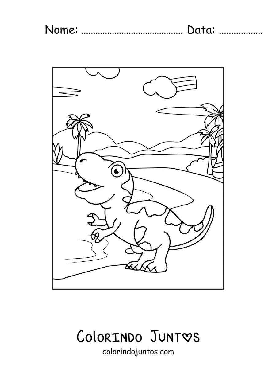Desenho para colorir de dinossauro carnívoro bebê pequeno