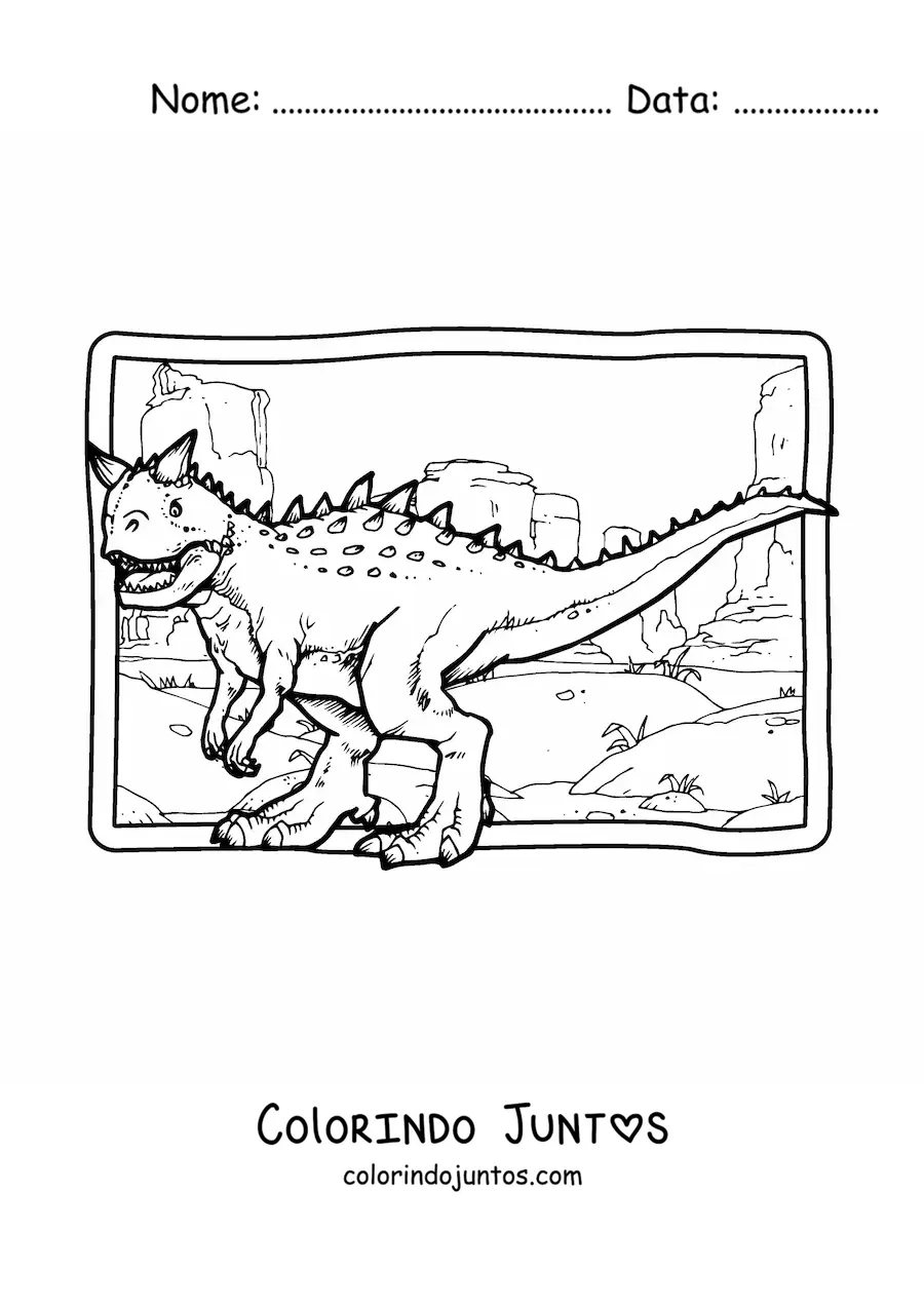 Desenho para colorir de carnotauro carnívoro realista
